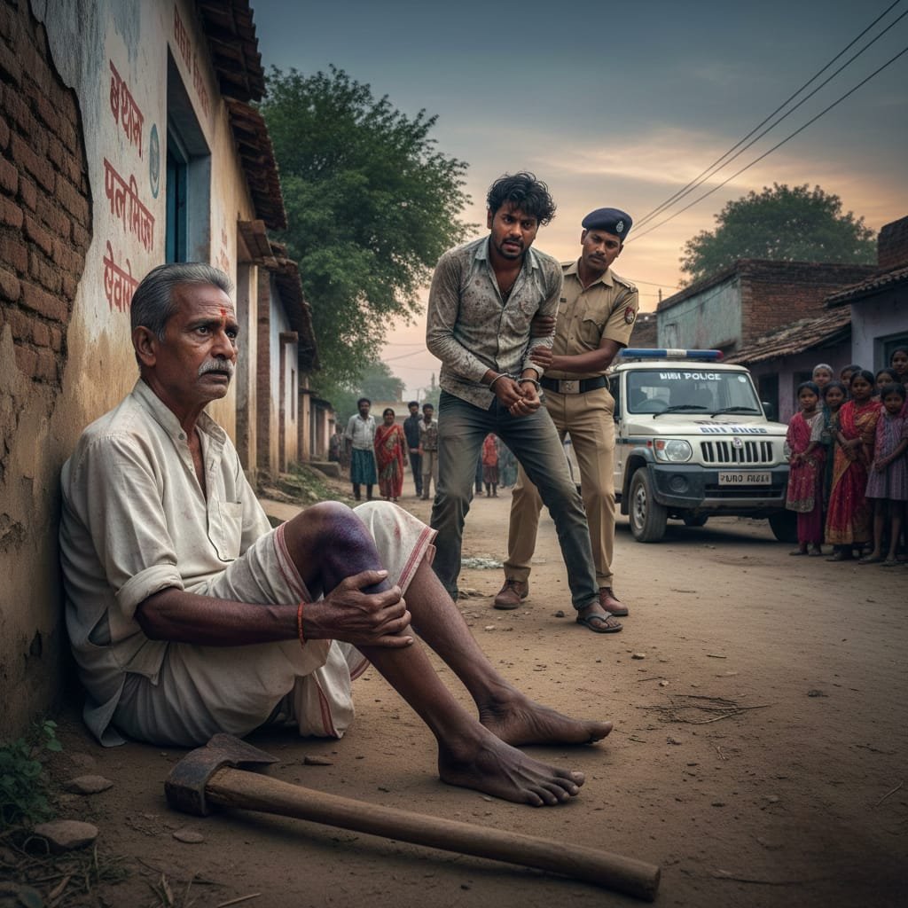 कुऱ्हाडीच्या दांड्याने वृद्धास मारहाण