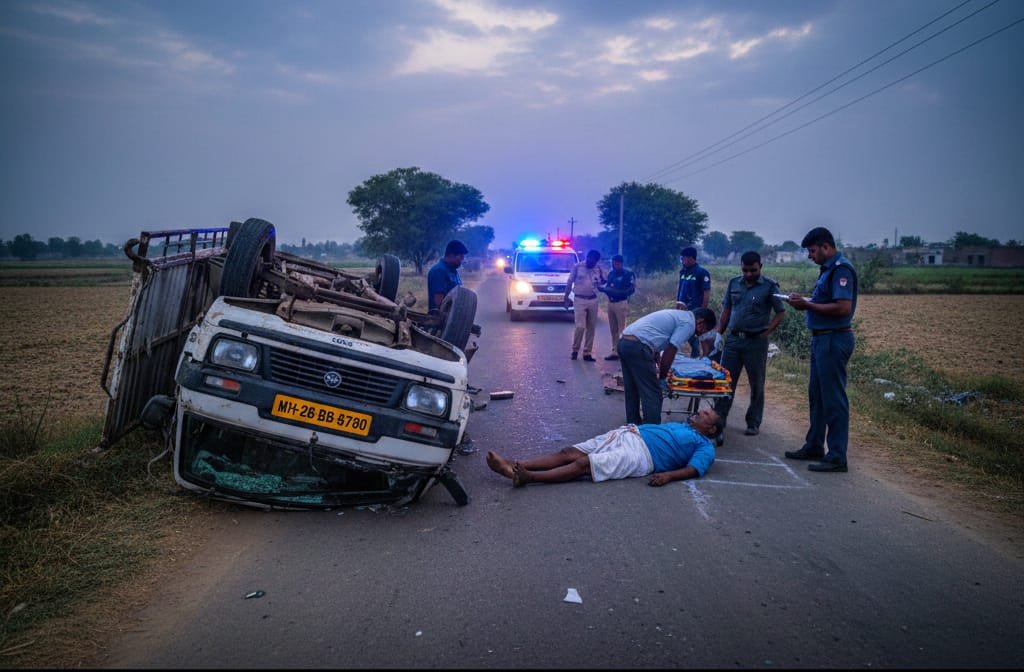 दरेगाव-मेरा बुद्रुक रस्त्यावर भीषण अपघात; पादचारी गंभीर