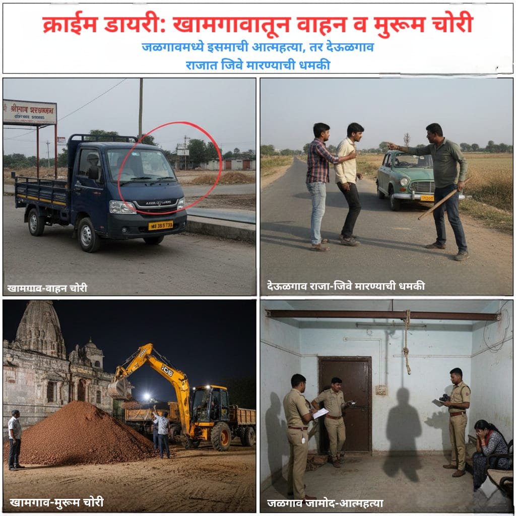 क्राईम डायरी: खामगावातून वाहन व मुरूम चोरी