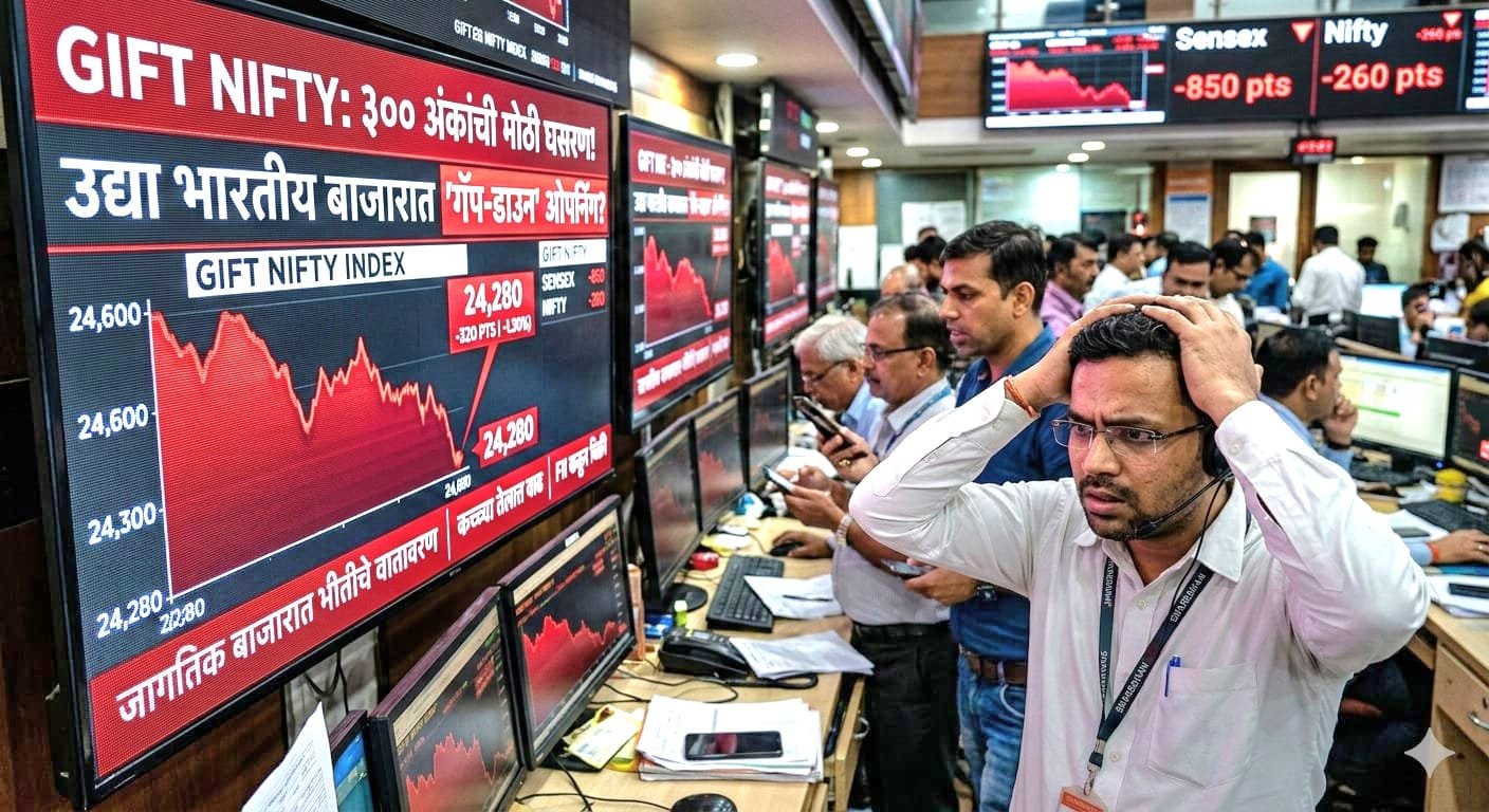 GIFT Nifty मध्ये ३०० अंकांची मोठी घसरण
