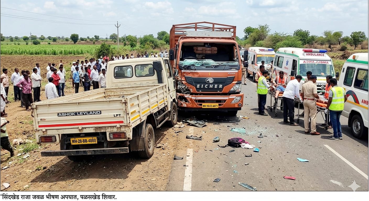 सिंदखेड राजा जवळ भीषण अपघात: आयशरच्या धडकेत ८ जण गंभीर जखमी