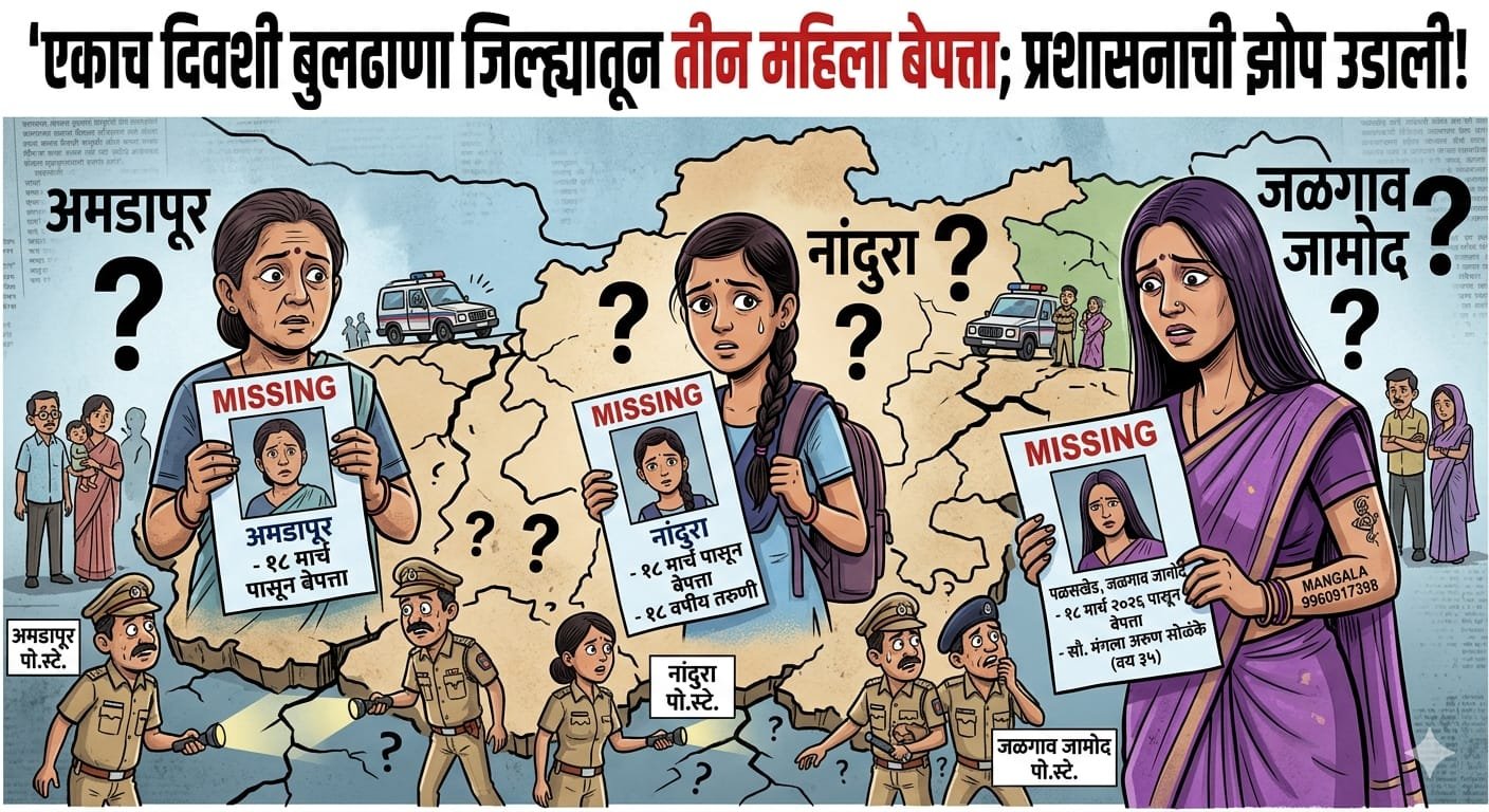 बुलढाणा जिल्ह्यात एकाच दिवशी तीन महिला बेपत्ता