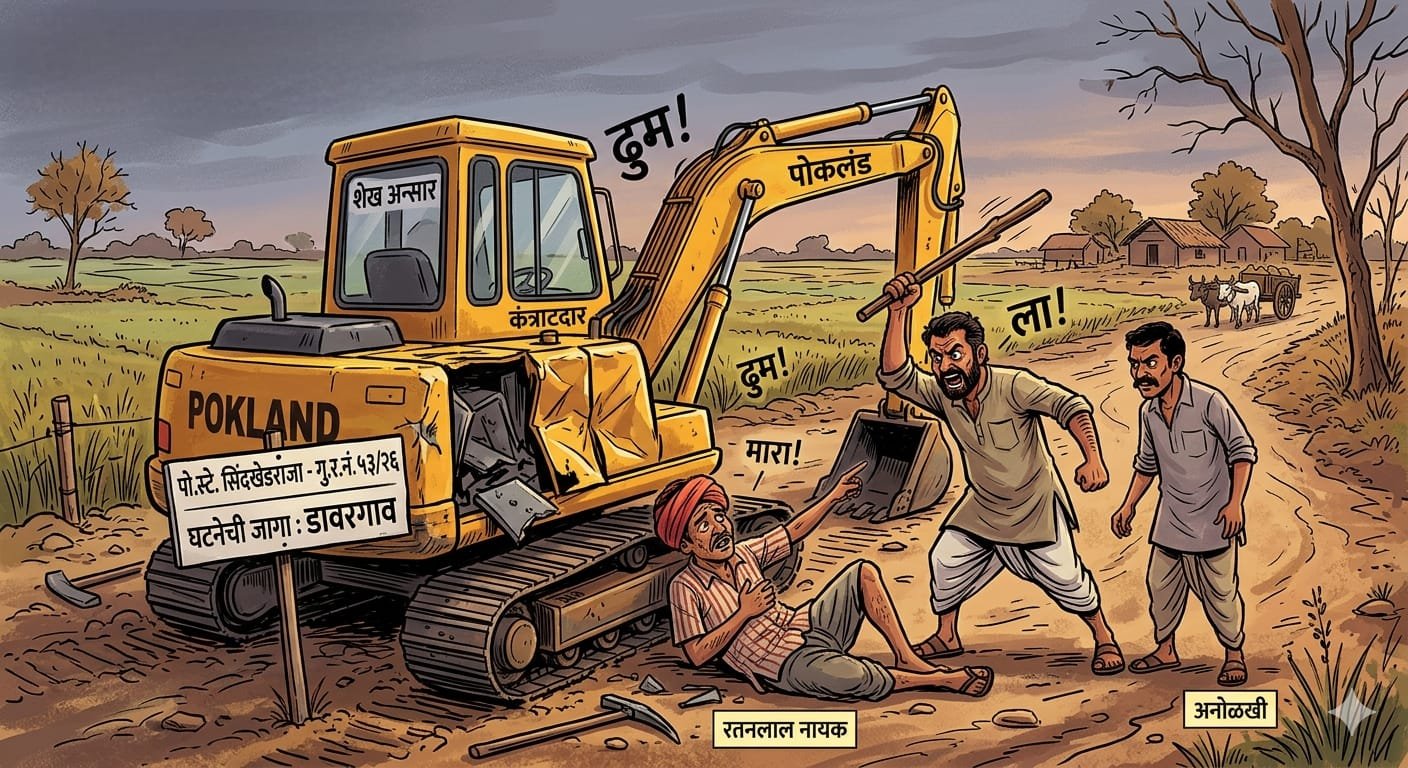 सिंदखेडराजा: पोकलॅन्ड मजुराला काठीने मारहाण