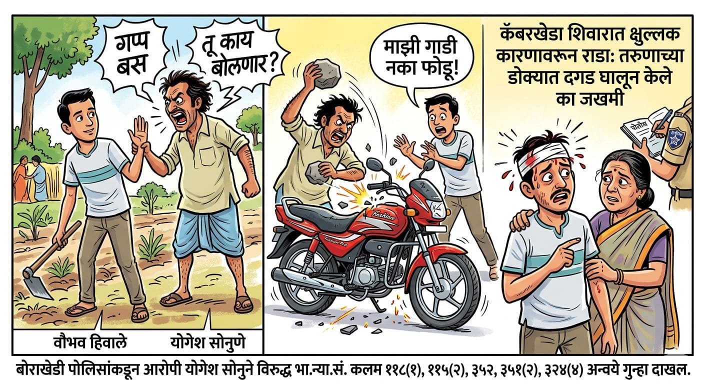 क्षुल्लक कारणावरून राडा: तरुणाच्या डोक्यात दगड घालून केले जखमी