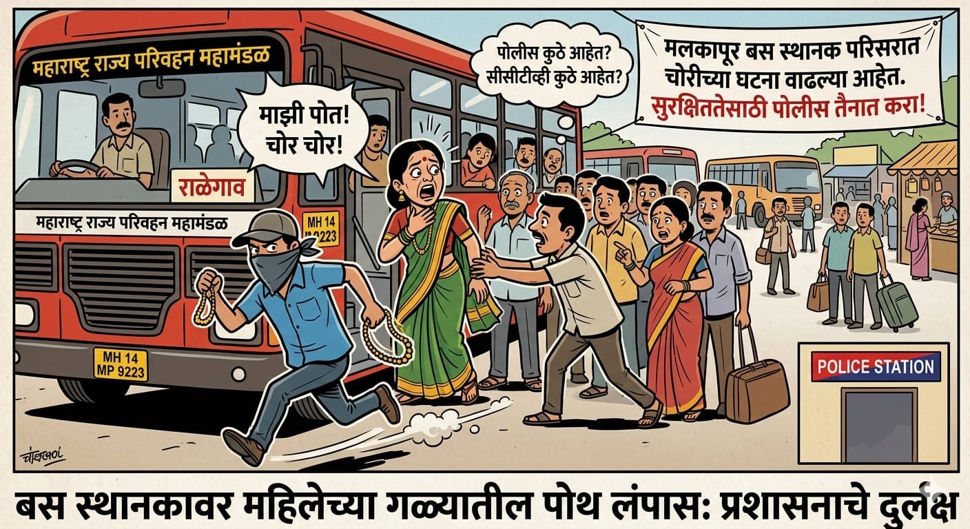 मलकापूर: बस स्थानक परिसरातून महिलेच्या गळ्यातील पोथ लंपास