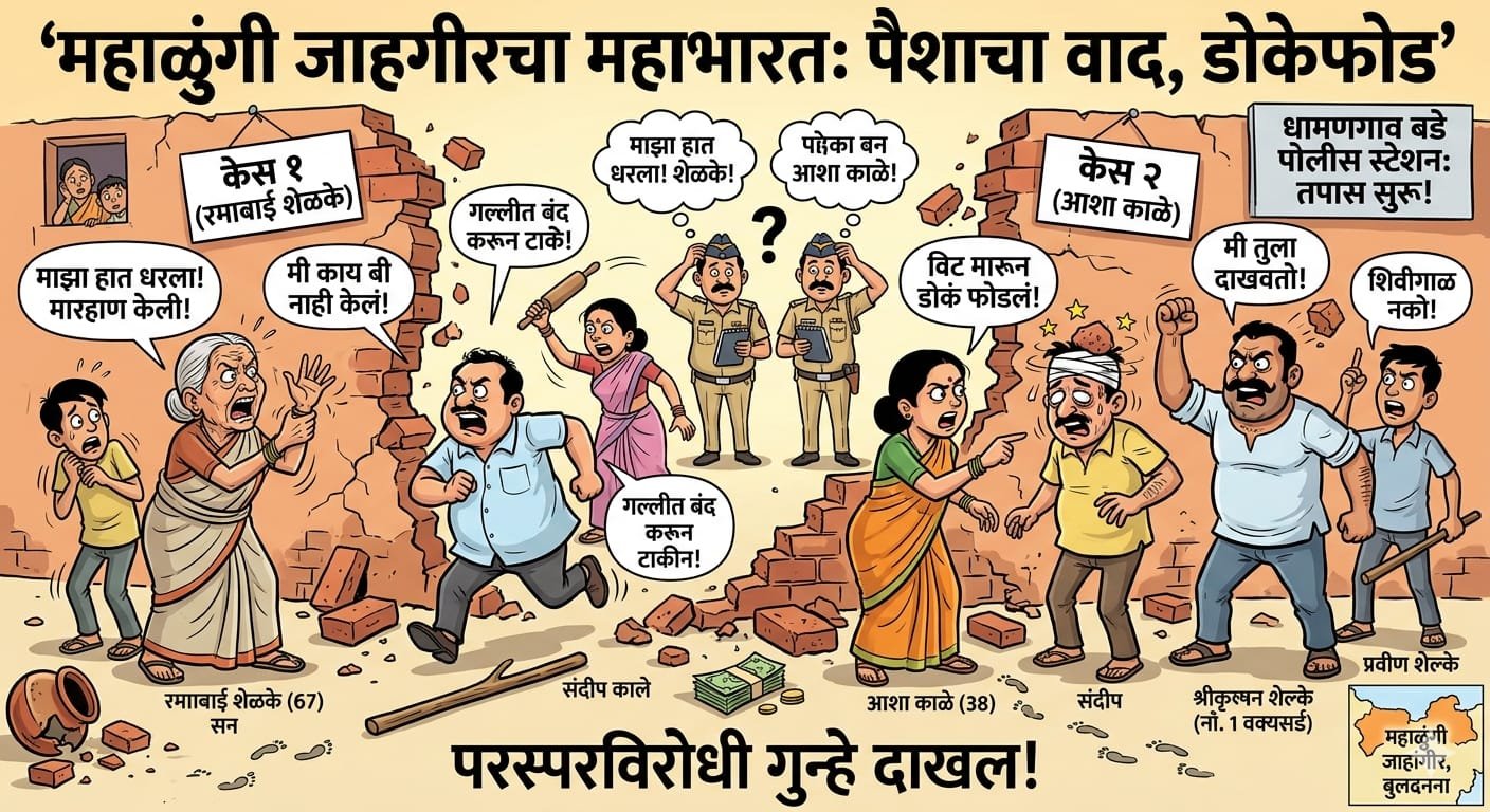 मोताळा; महाळुंगी जाहगीर येथे पैशांच्या वादातून दोन गटांत तुंबळ हाणामारी