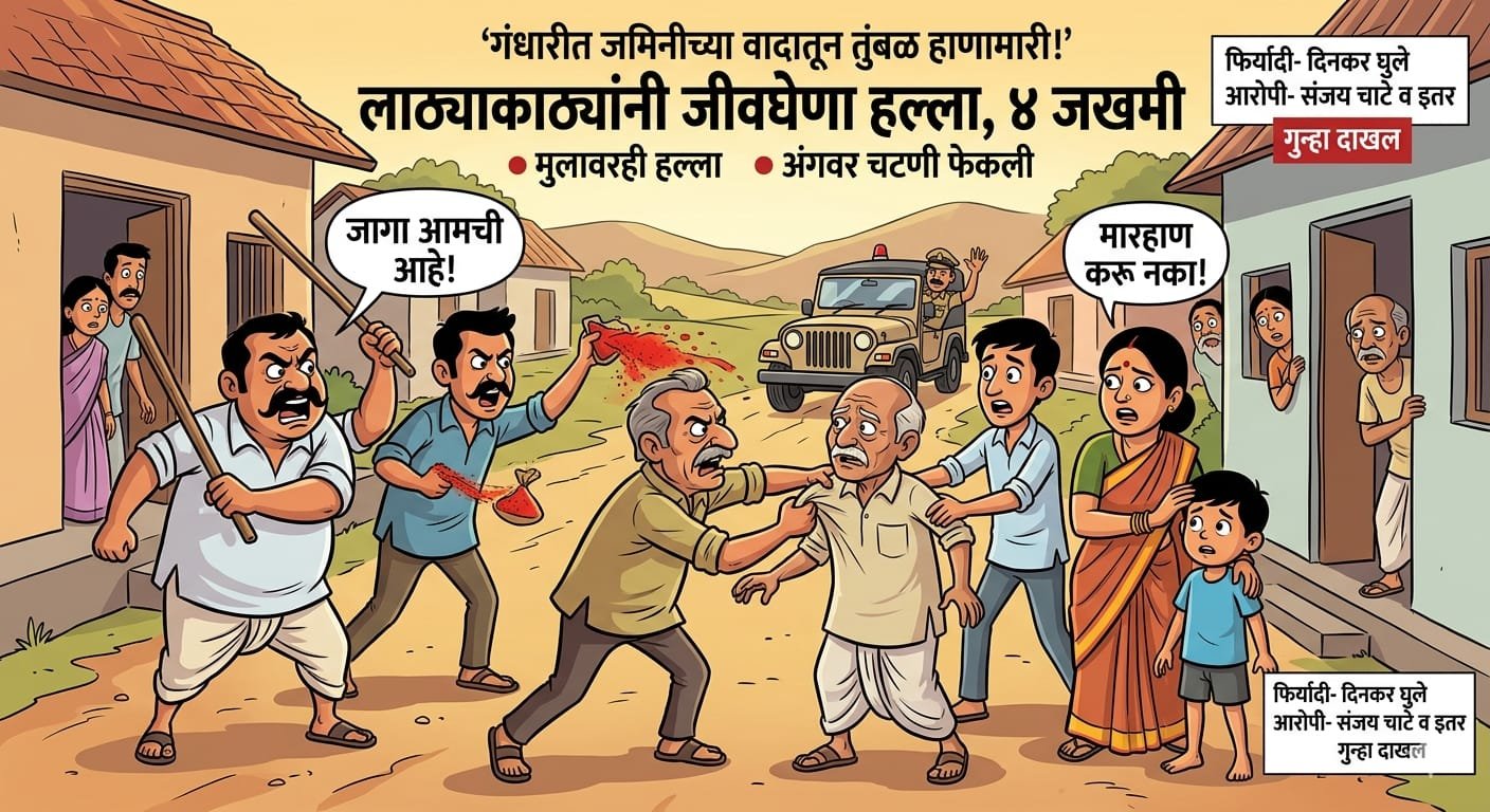 लोणार: जमिनीच्या वादातून गंधारी येथे तुंबळ हाणामारी