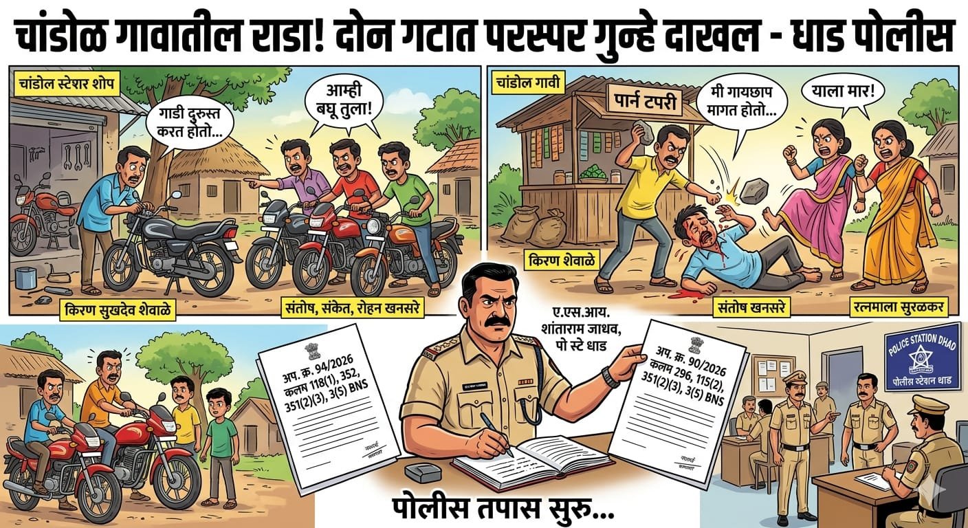 चांडोळमध्ये किरकोळ कारणावरून दोन गटात राडा