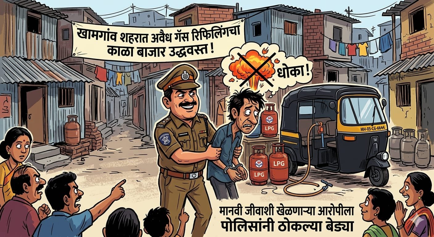 नांदुरा आणि खामगाव शहरात अवैध गॅस रिफिलिंगचा काळा बाजार उद्ध्वस्त!