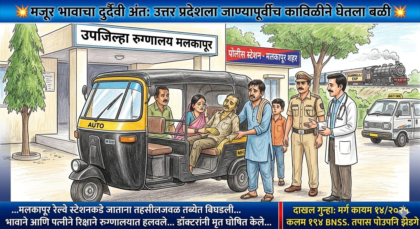 मलकापूर: उत्तर प्रदेशला निघालेल्या मजुराचा वाटेतच मृत्यू