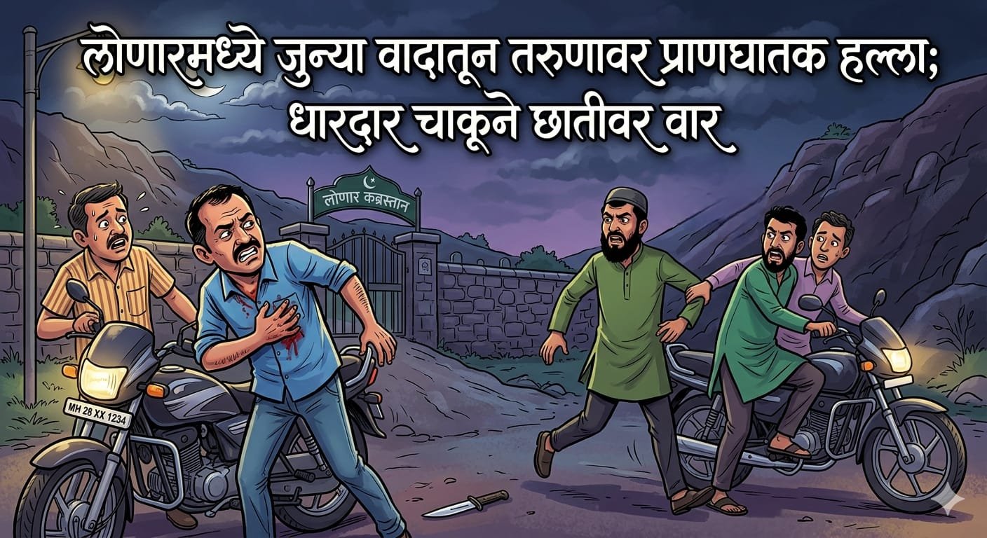 लोणारमध्ये जुन्या वादातून तरुणावर प्राणघातक हल्ला; धारदार चाकूने छातीवर वार