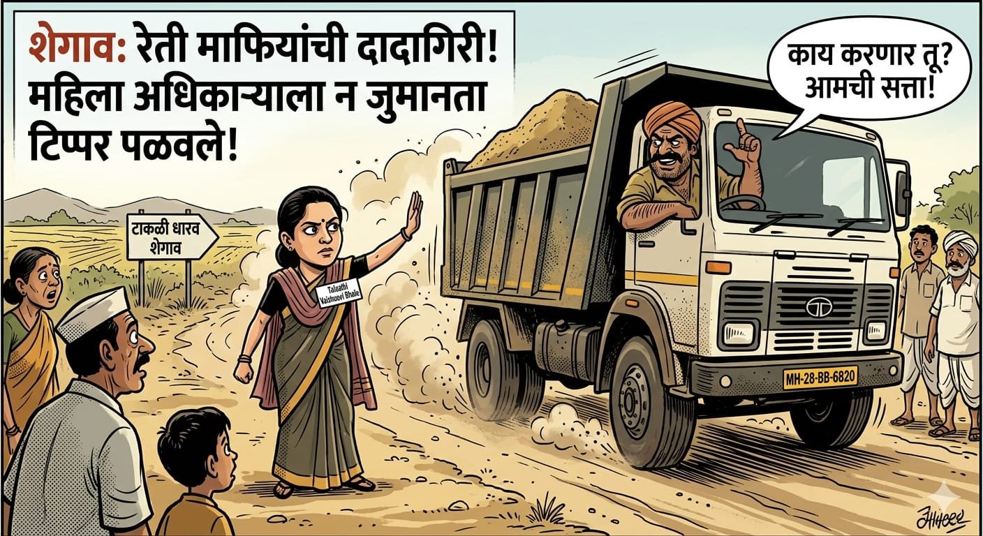 शेगाव परिसरात रेती माफियांची दादागिरी; महिला महसूल अधिकाऱ्याला न जुमानता रेतीसह टिप्पर पळवले!
