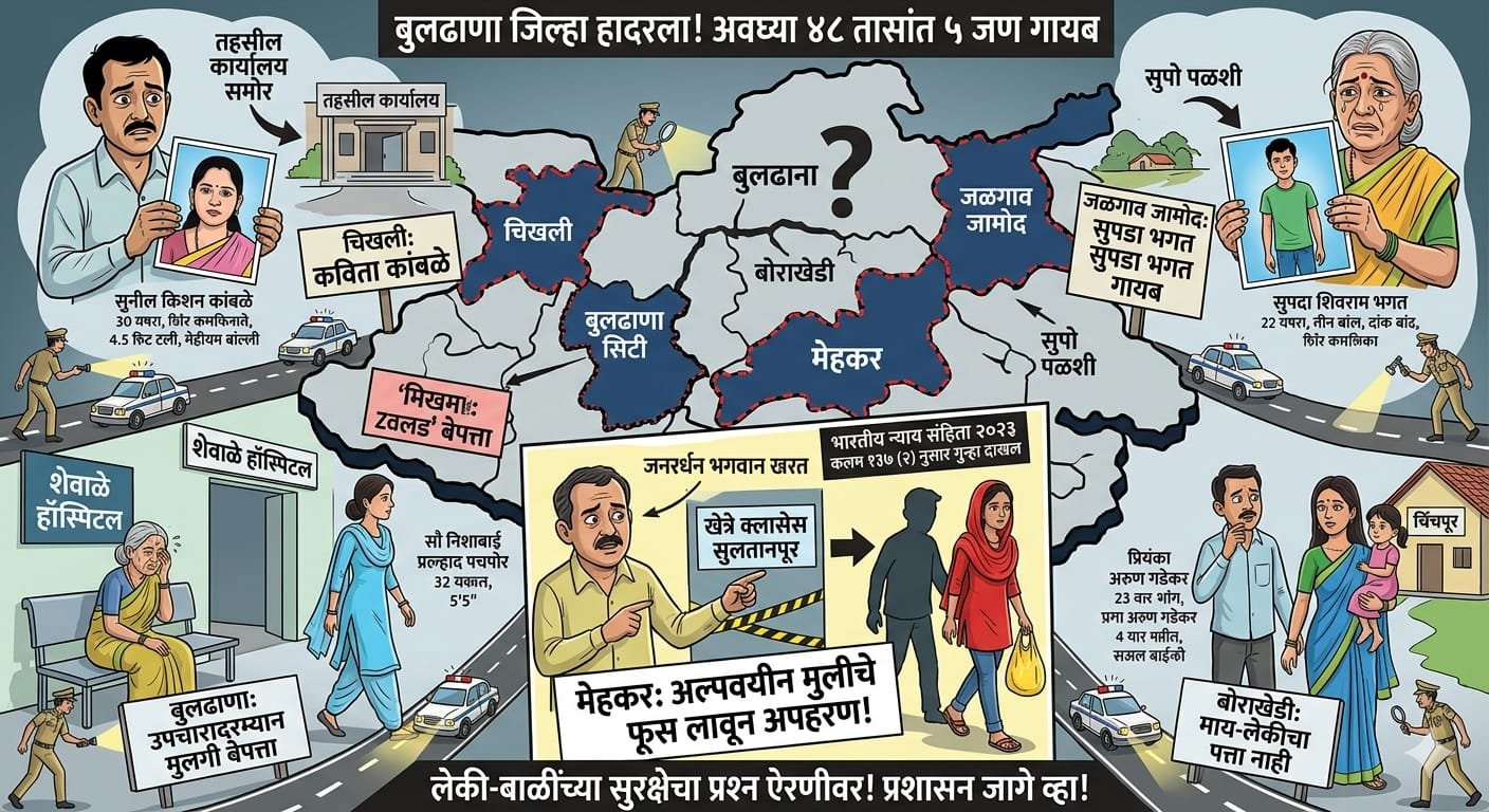 बुलढाणा जिल्हा हादरला! अवघ्या २४ तासांत पुन्हा ५ जण गायब